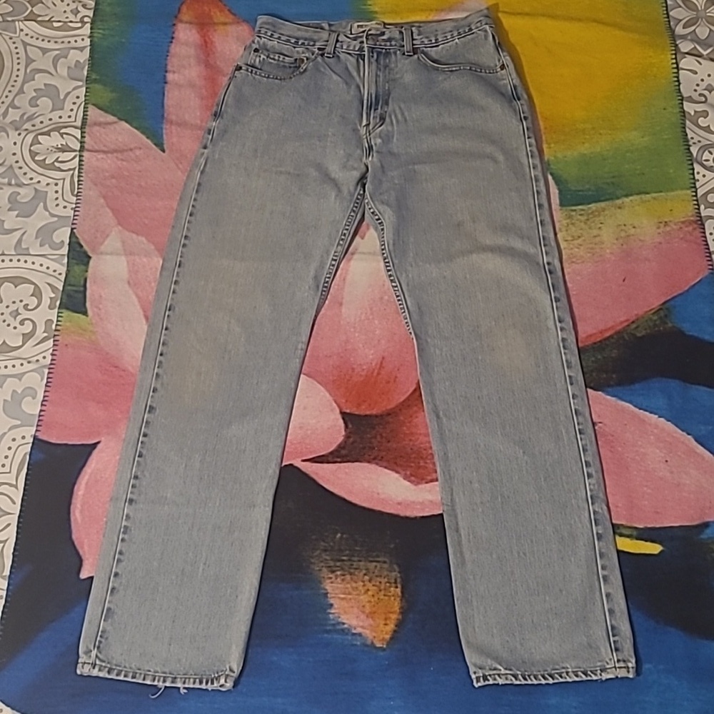 Levi’s 505 Vintage 90's Denim Faded Thrashed Blue Jeans Straight Leg 31 x 32